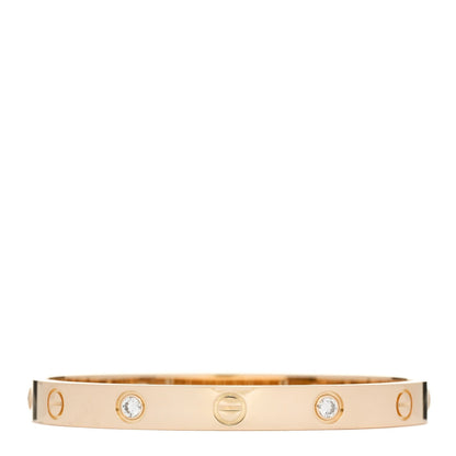 Cartier 18K Yellow Gold 4 Diamond LOVE Bracelet 16