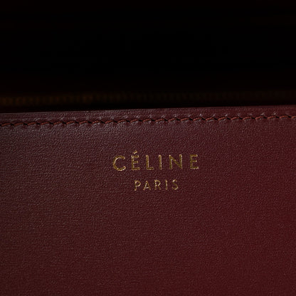 Celine Box Calfskin Medium Classic Box Flap Bag Burgundy