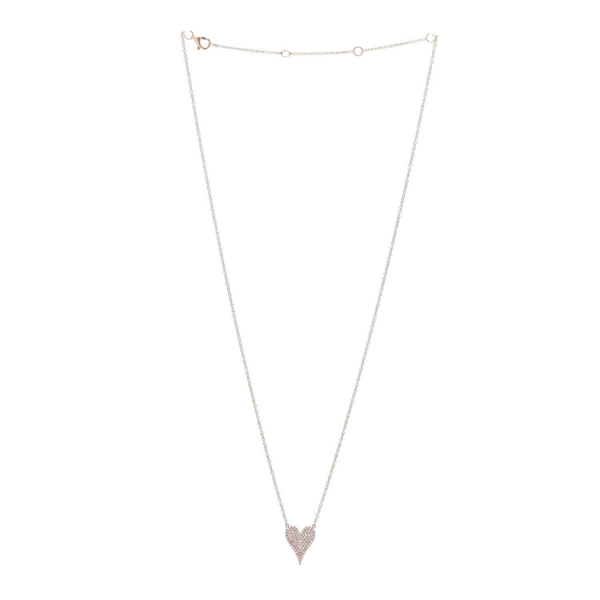Parker & West 14K Rose Gold Diamond Pave Heart Pendant Necklace
