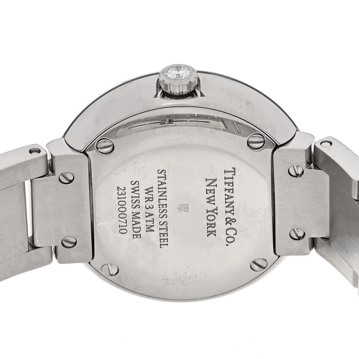 Tiffany Stainless Steel Diamond 24mm Atlas 2-Hand Quartz Watch Silver