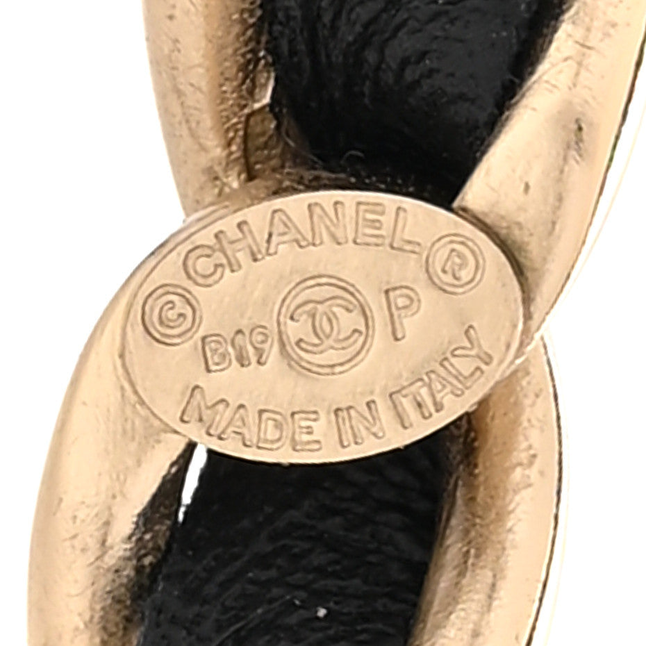 Chanel Lambskin CC Chain Hoop Earrings Gold Black
