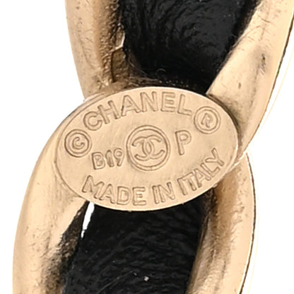Chanel Lambskin CC Chain Hoop Earrings Gold Black