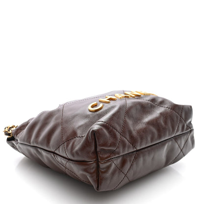 Chanel Shiny Calfskin Quilted Mini Chanel 22 Brown
