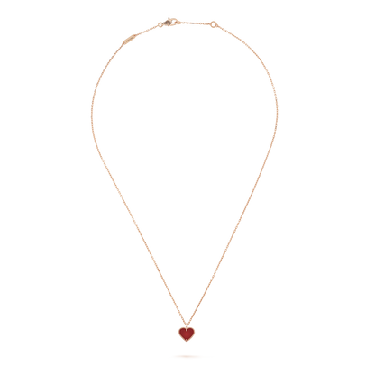 18K Rose Gold Carnelian VCA Sweet Alhambra Heart Pendant