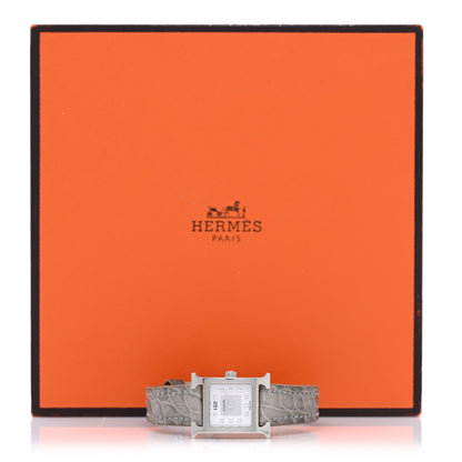 Hermes Stainless Steel Diamond 17.2mm Heure H Watch Gris Perle