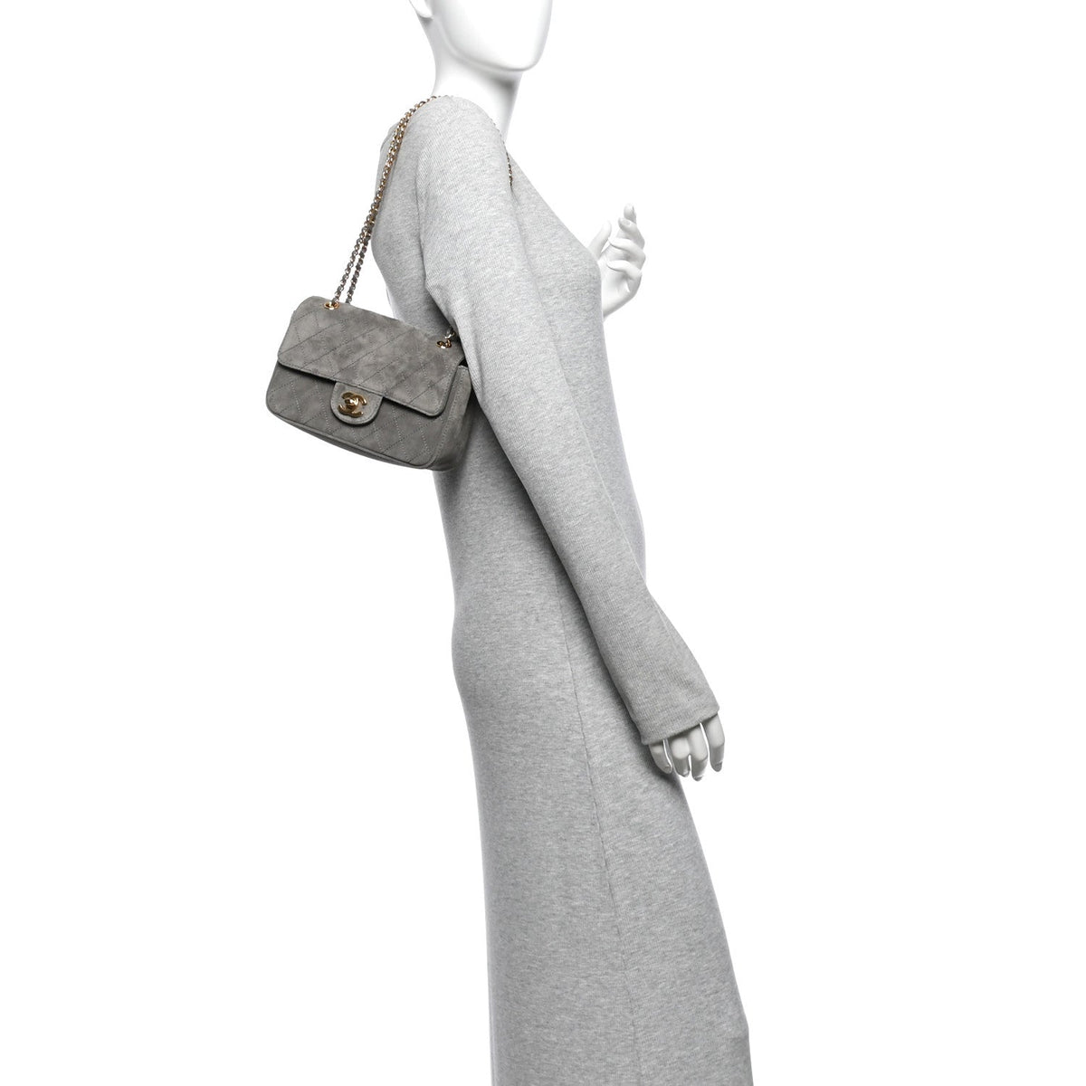 Chanel Suede Calfskin Mini Souplissimo Flap Dark Grey