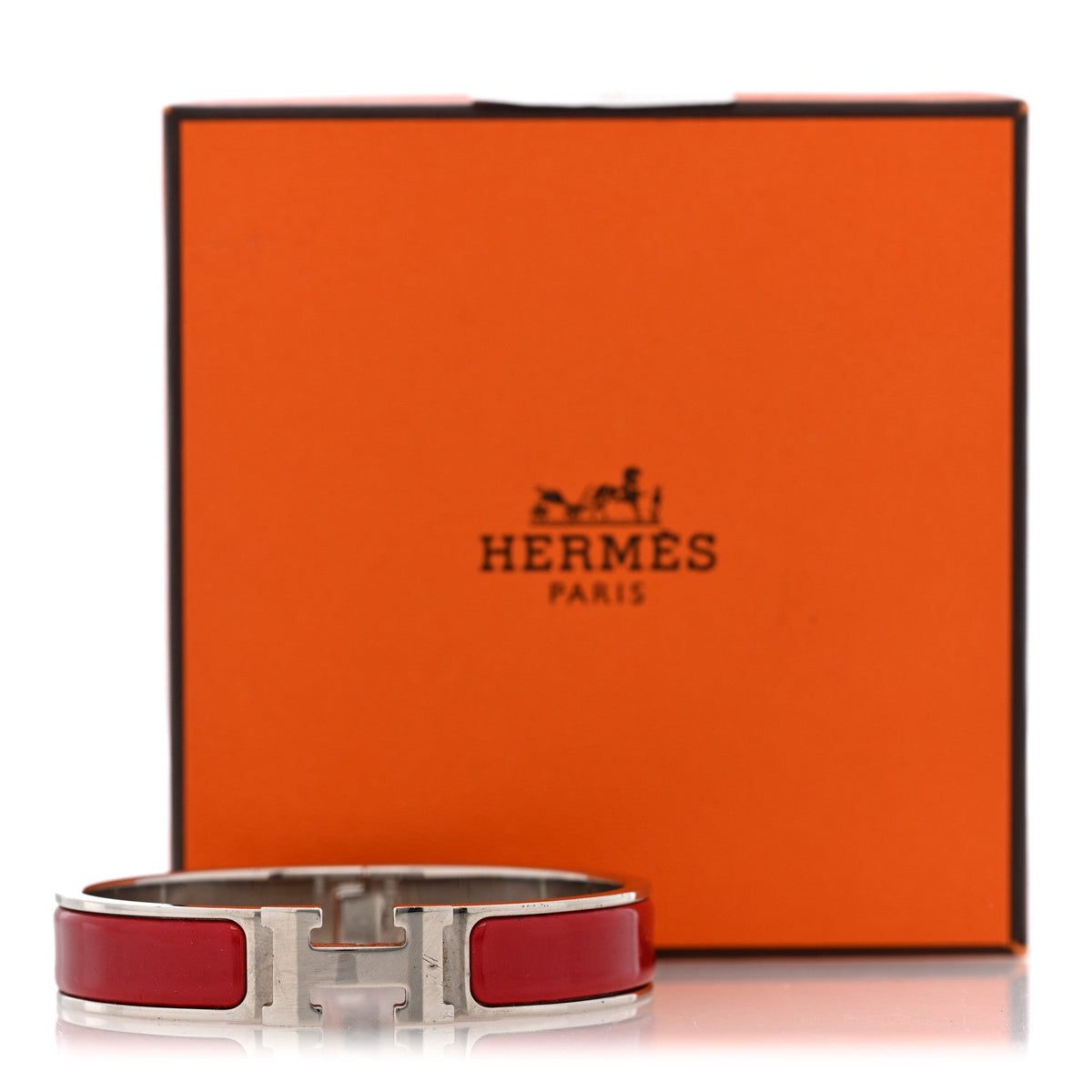 Hermes Enamel Narrow Clic Clac H Bracelet PM Rouge