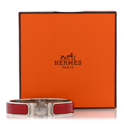 Hermes Enamel Narrow Clic Clac H Bracelet PM Rouge