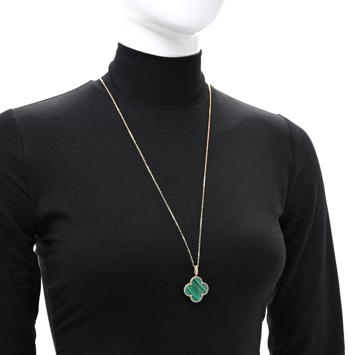 Van Cleef & Arpels 18K Yellow Gold Malachite Magic Alhambra Pendant Necklace