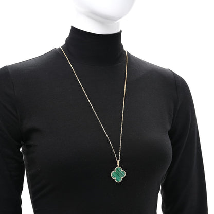 Van Cleef & Arpels 18K Yellow Gold Malachite Magic Alhambra Pendant Necklace
