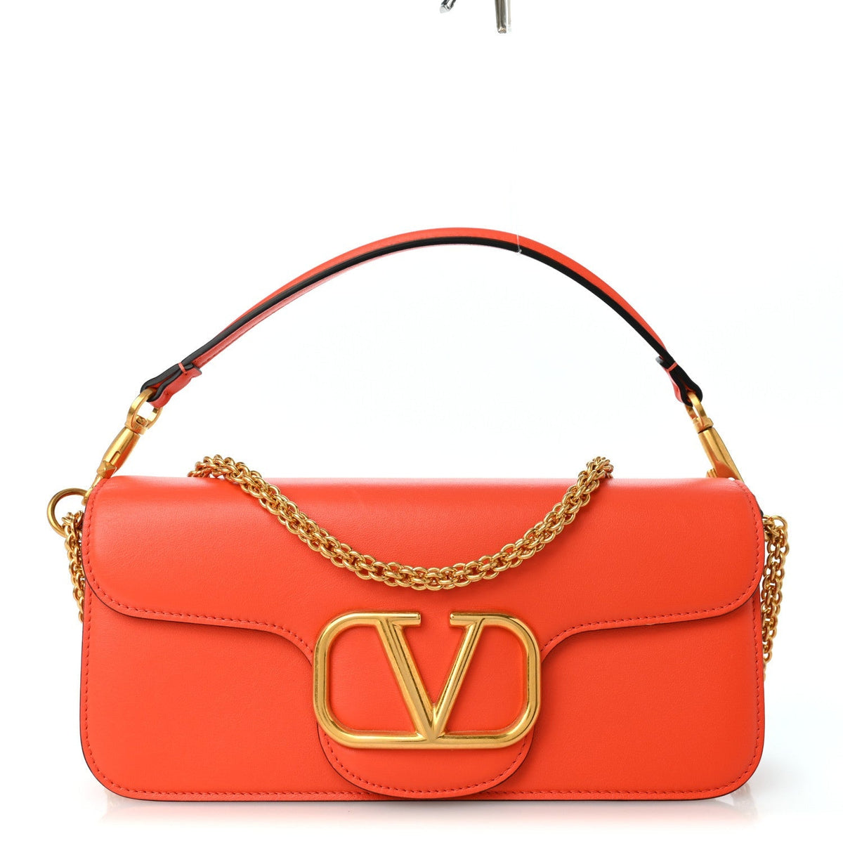 Valentino Garavani Calfskin Vlogo Loco Shoulder Bag Orange