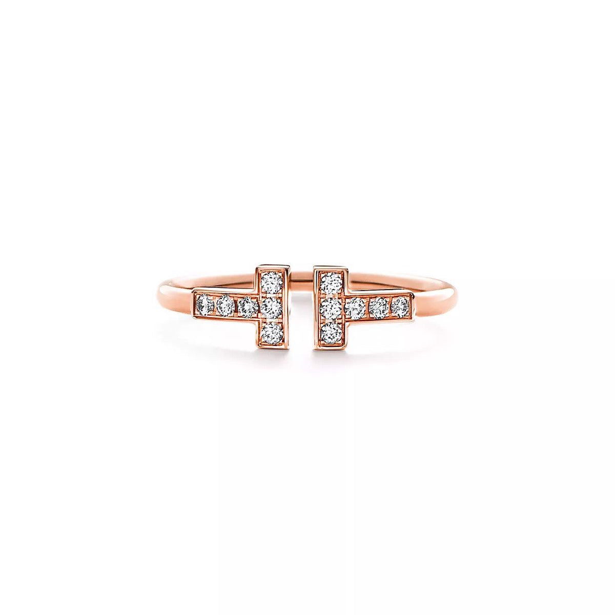 18K Gold Diamond Tiffany T Ring