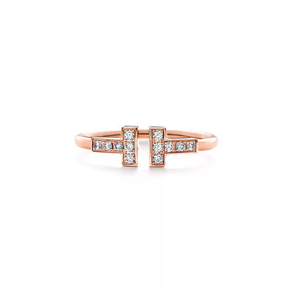 18K Gold Diamond Tiffany T Ring