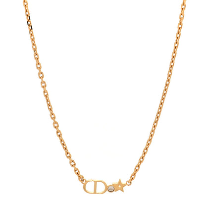 Christian Dior Crystal Star CD Necklace Gold