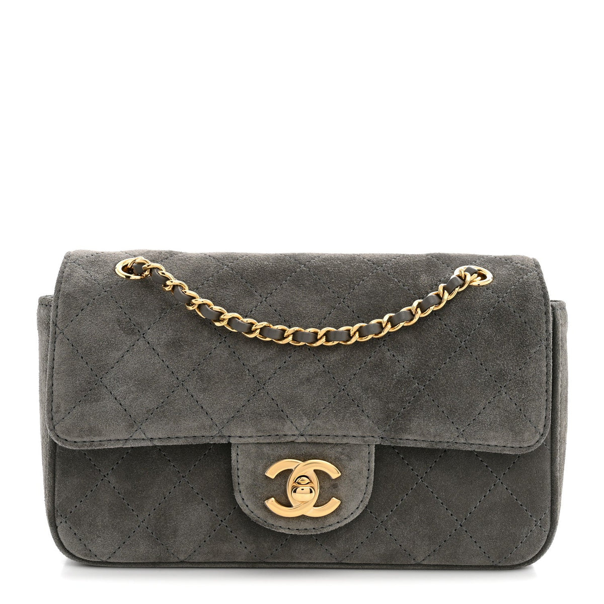 Chanel Suede Calfskin Mini Souplissimo Flap Dark Grey