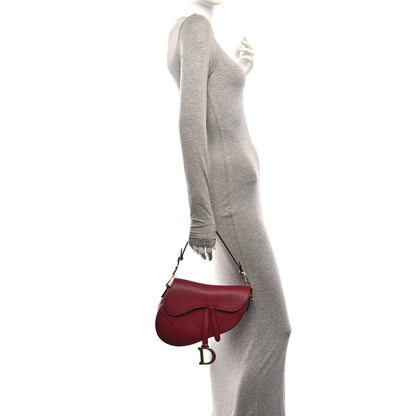 Christian Dior Grained Calfskin Saddle Bag Red