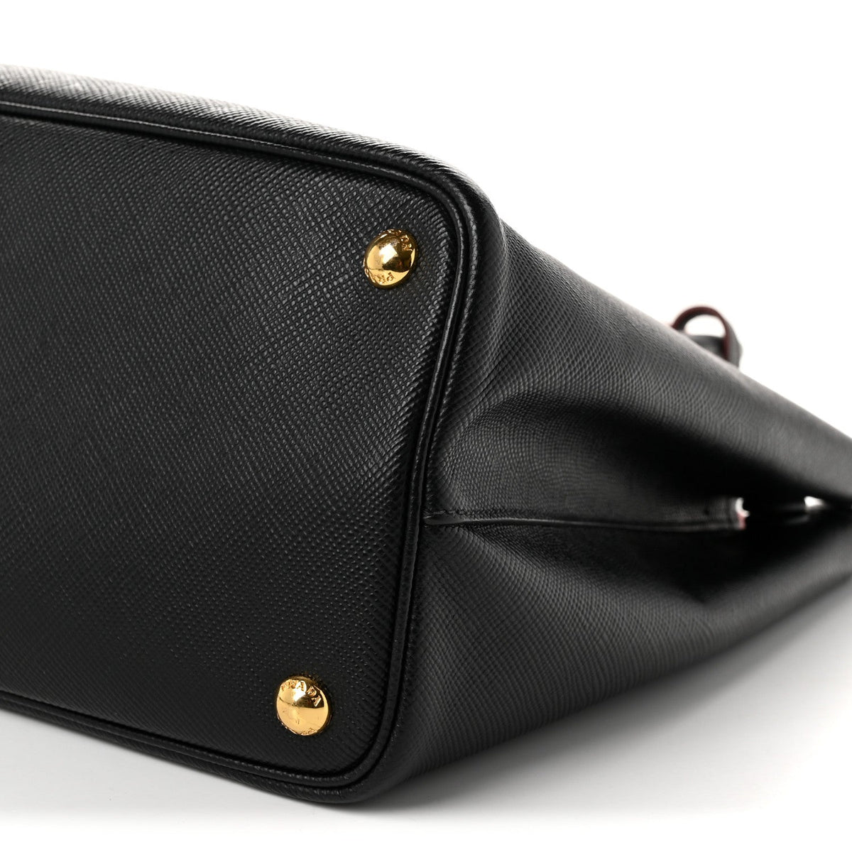 Prada Saffiano Cuir Small Double Bag Black Fuoco