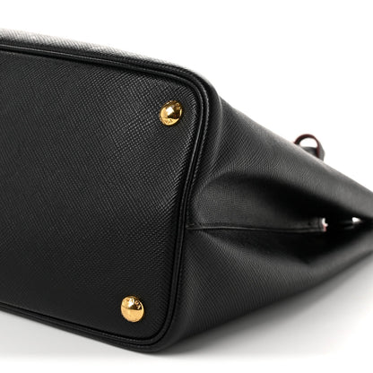 Prada Saffiano Cuir Small Double Bag Black Fuoco