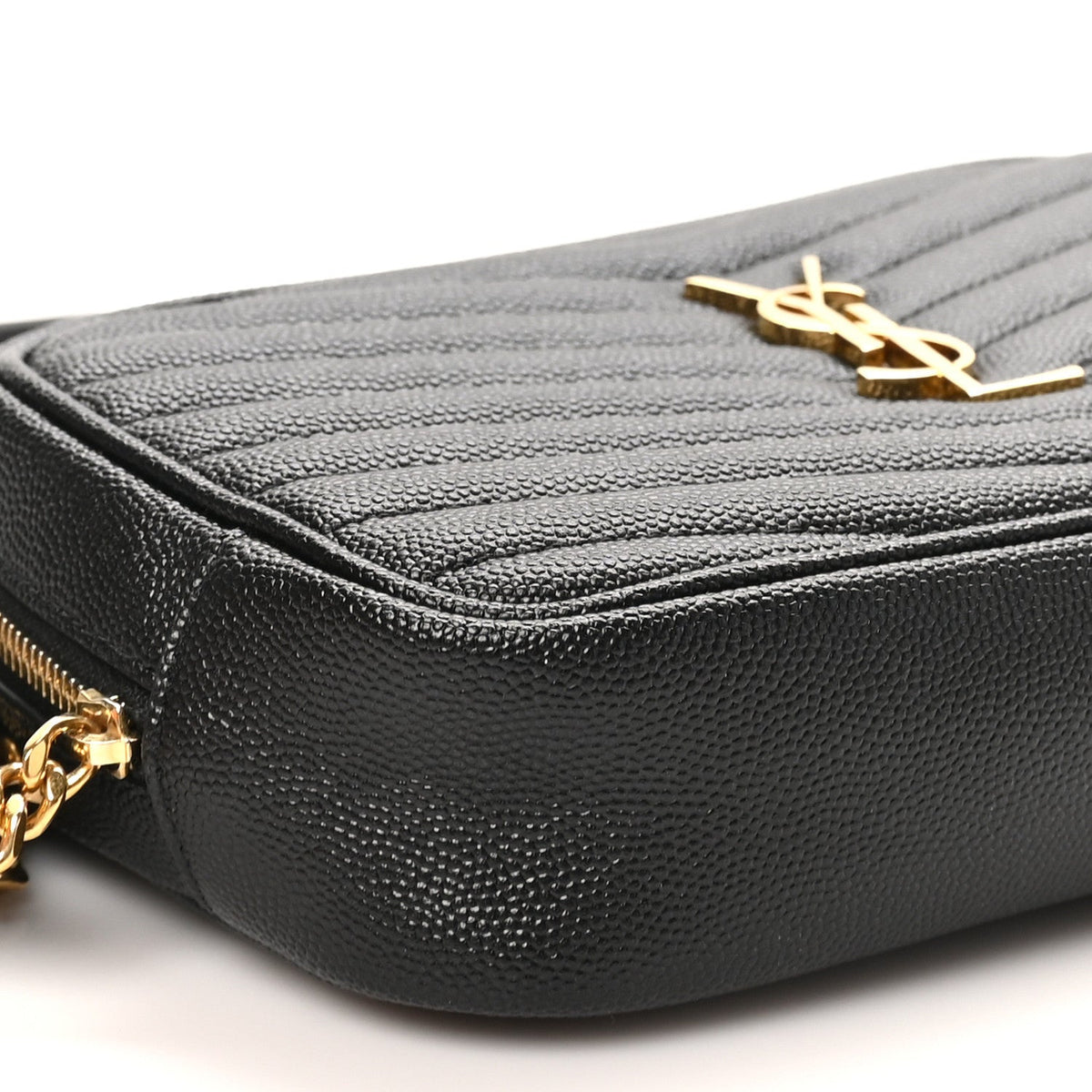 Saint Laurent Grain De Poudre Matelasse Monogram Mini Lou Camera Bag Black