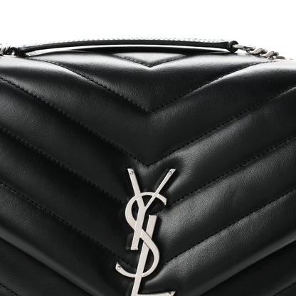 Saint Laurent Calfskin Y Quilted Monogram Medium Loulou Chain Satchel Black