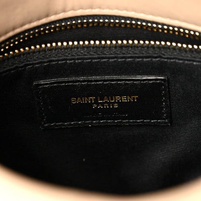 Saint Laurent Lambskin Quilted Small Loulou Puffer Chain Bag Dark Beige