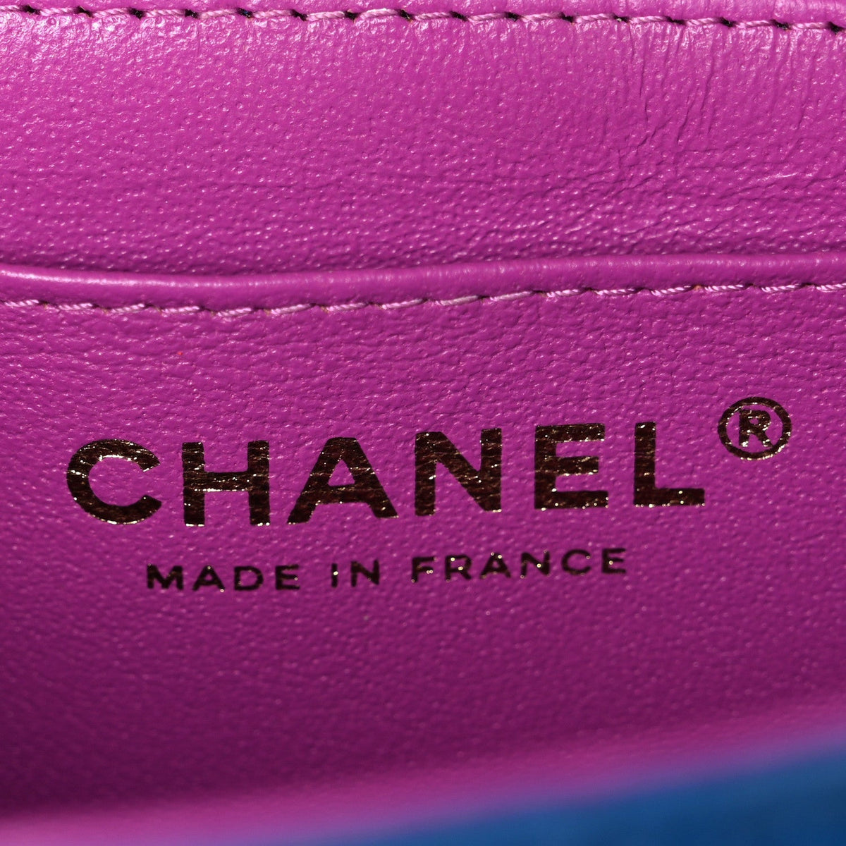 Chanel Lambskin Quilted Mini Rectangular Flap Blue Purple