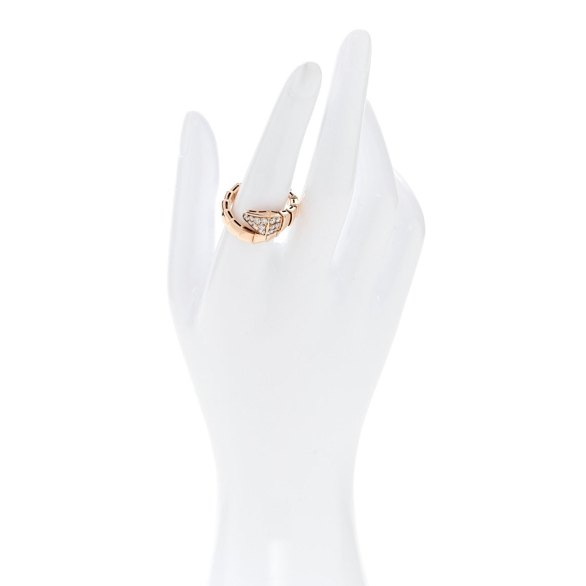 18K Rose Gold Diamond Serpenti Viper Ring M