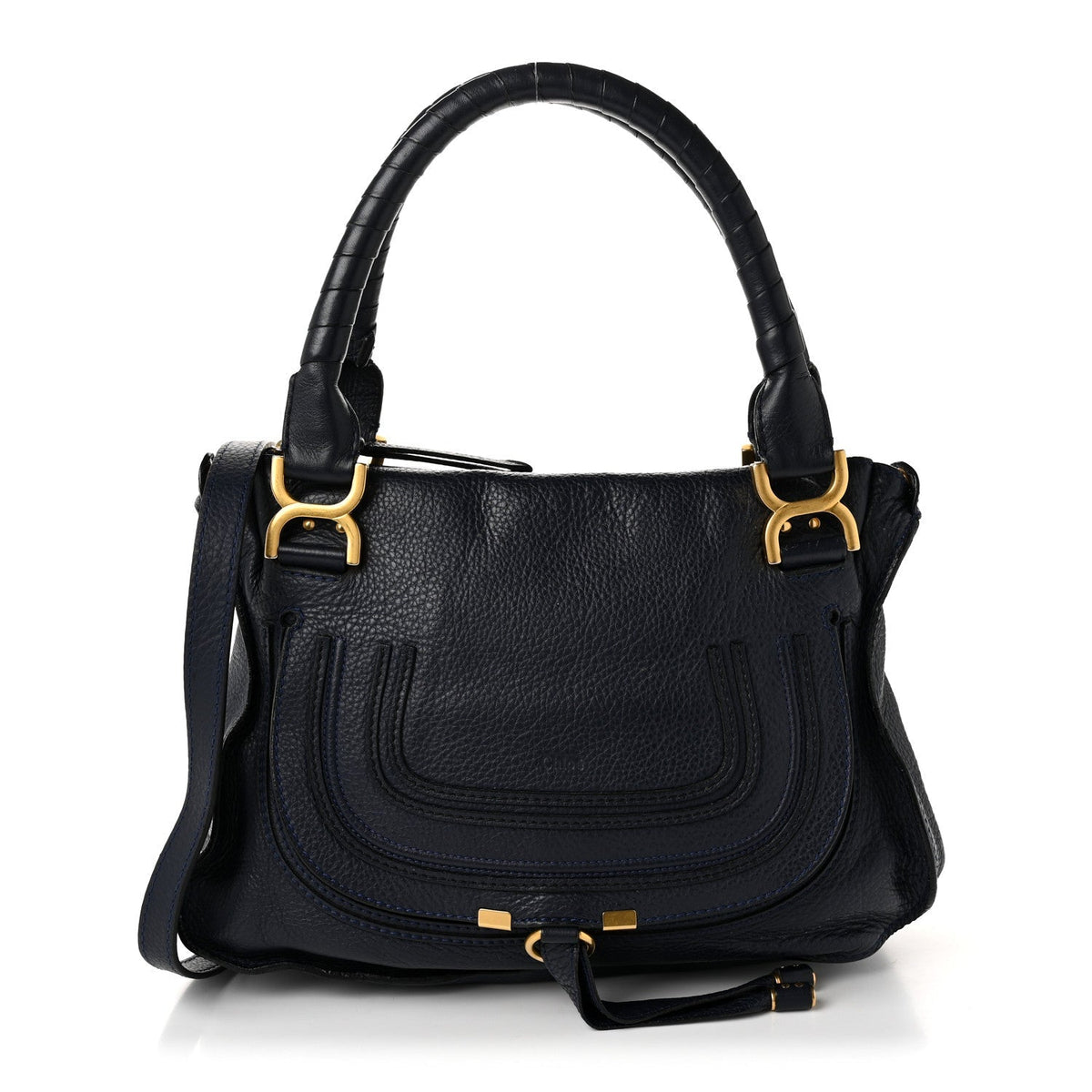 Chloe Calfskin Medium Marcie Satchel Royal Navy