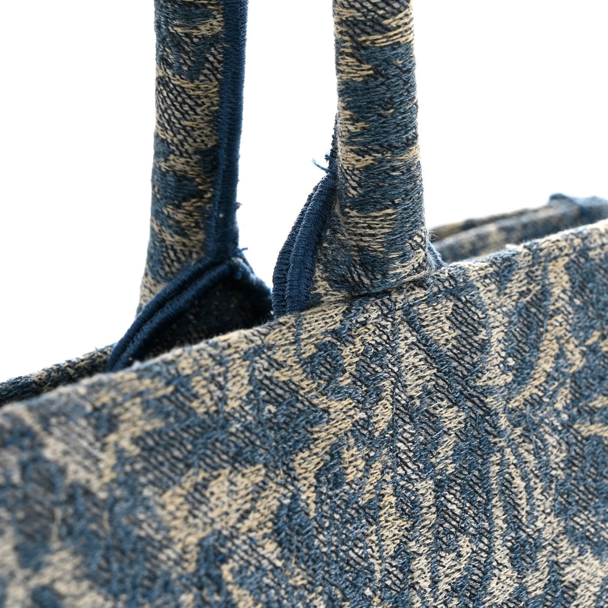 Christian Dior Canvas Embroidered Large Brocart Book Tote Blue 1983375