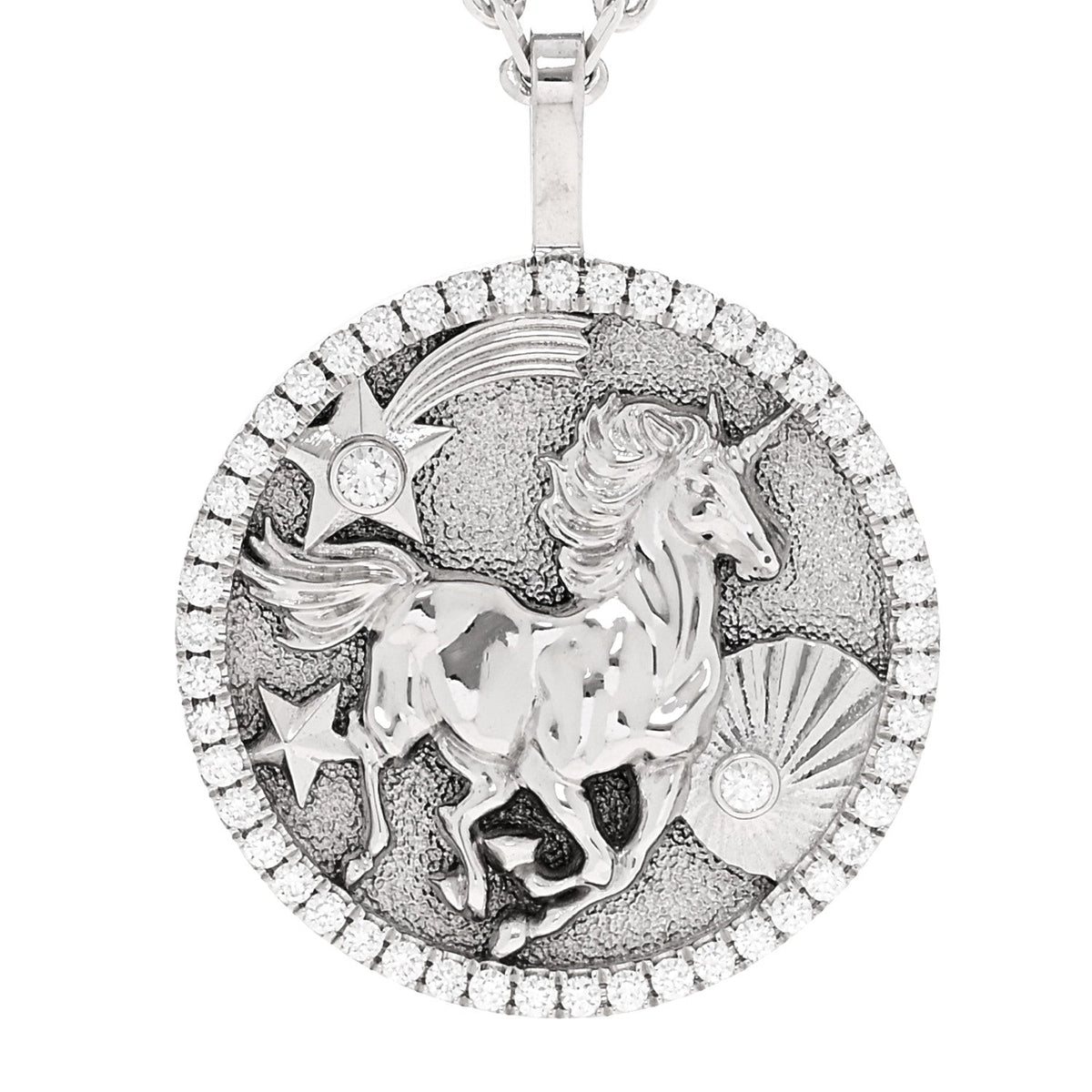 Anita Ko18K White Gold Diamond Lucky Unicorn Talisman Pendant Necklace