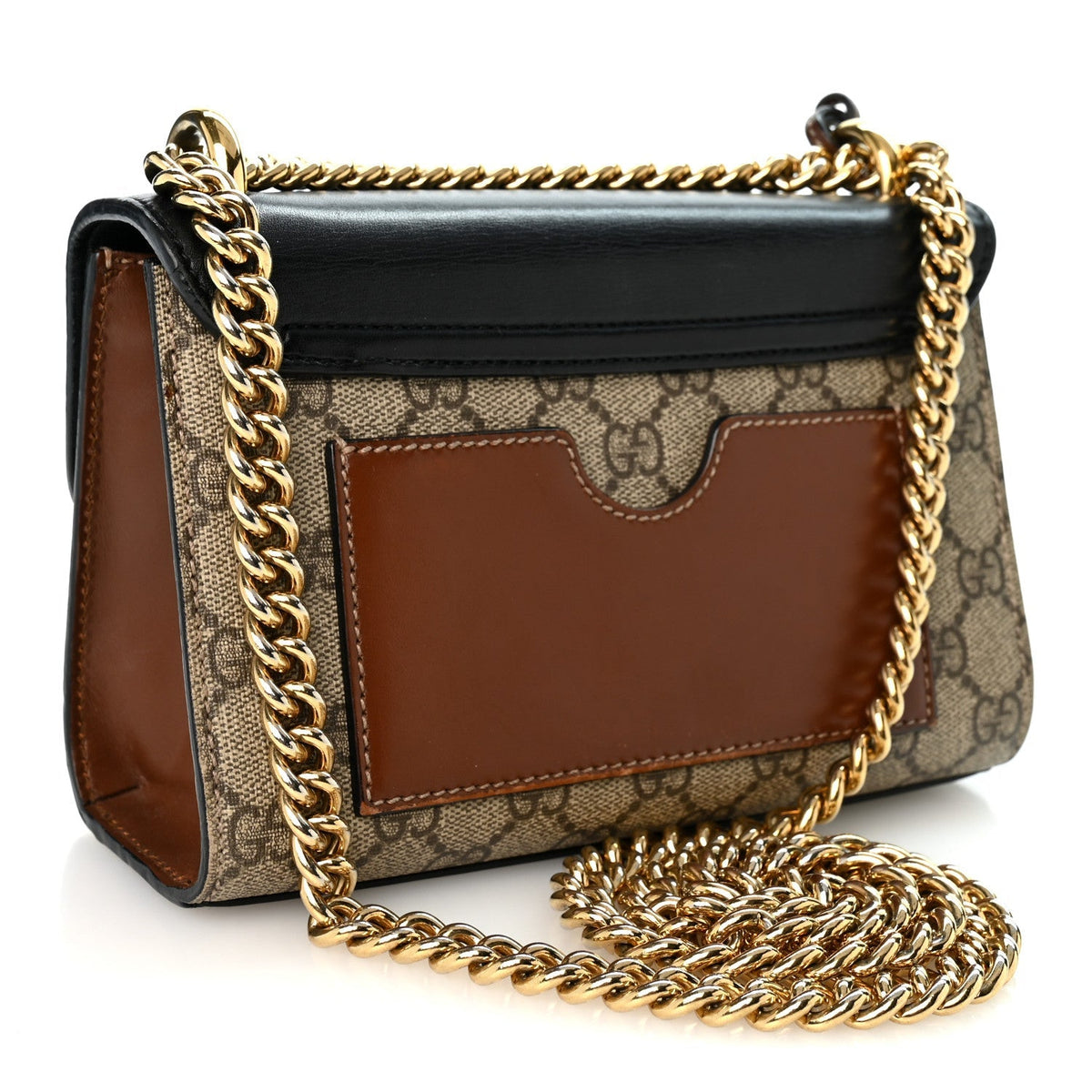 Gucci GG Supreme Calfskin Small Padlock Shoulder Bag Beige Black Cuir 1986340