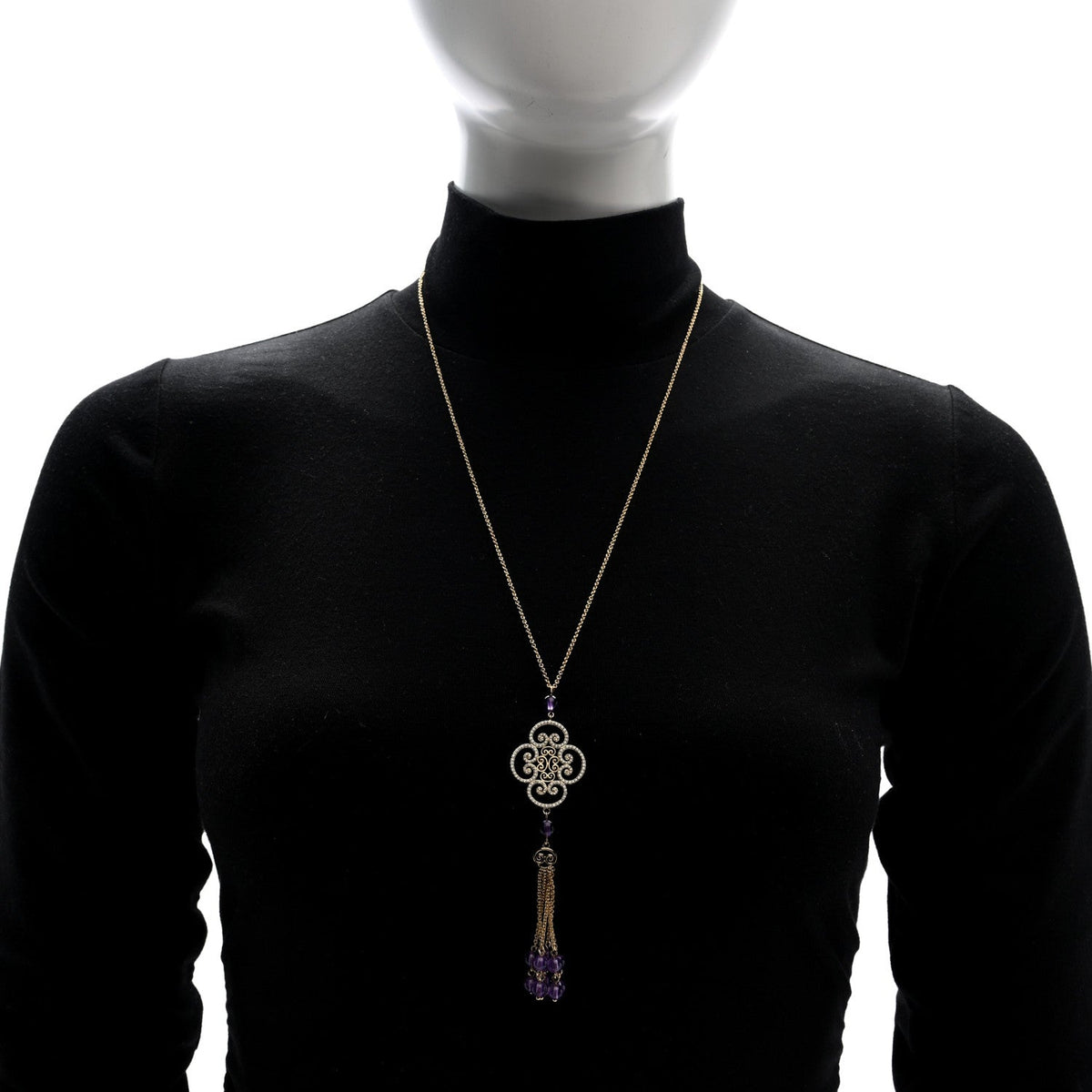 Tiffany 18K Yellow Gold Diamond Amethyst Paloma Picasso Goldoni Necklace