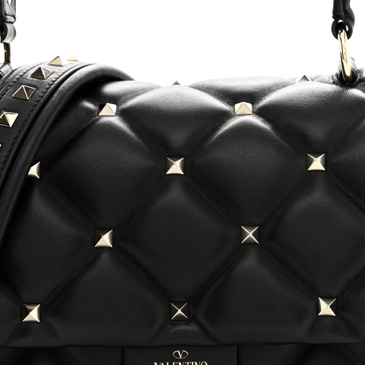 Valentino Garavani Nappa Medium Candystud Top Handle Bag Black 1981048