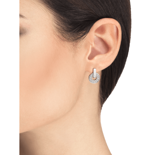 18K Gold Diamond Mother of Pearl Earrings