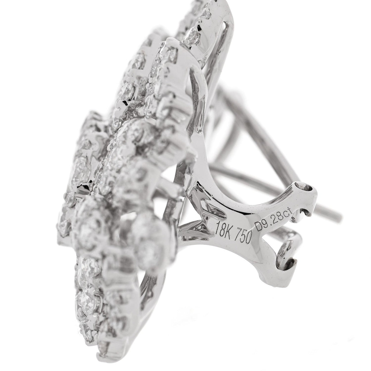 Parker & West 18K White Gold Diamond 9.28ctw Cluster Earrings