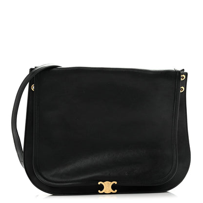 Celine Shiny Lambskin Soft Triomphe Besace Bag Black