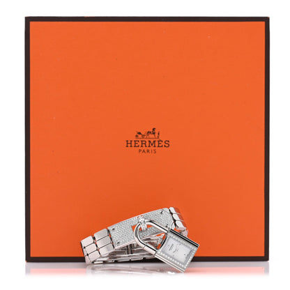Hermes Stainless Steel Diamond 16mm Kelly Quartz Watch White 1921188