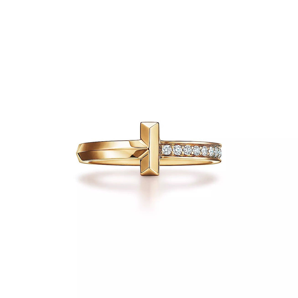 18K Gold Diamond Tiffany T1 Ring