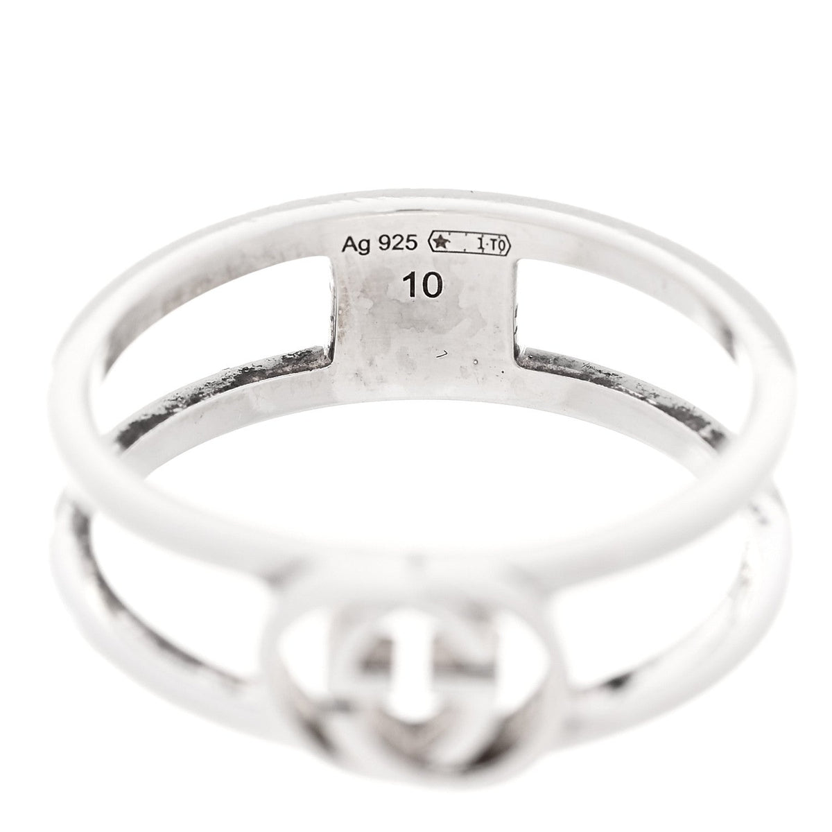 Gucci Sterling Silver 6mm Interlocking G Open Band Ring 50 5.25