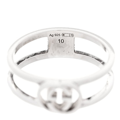 Gucci Sterling Silver 6mm Interlocking G Open Band Ring 50 5.25