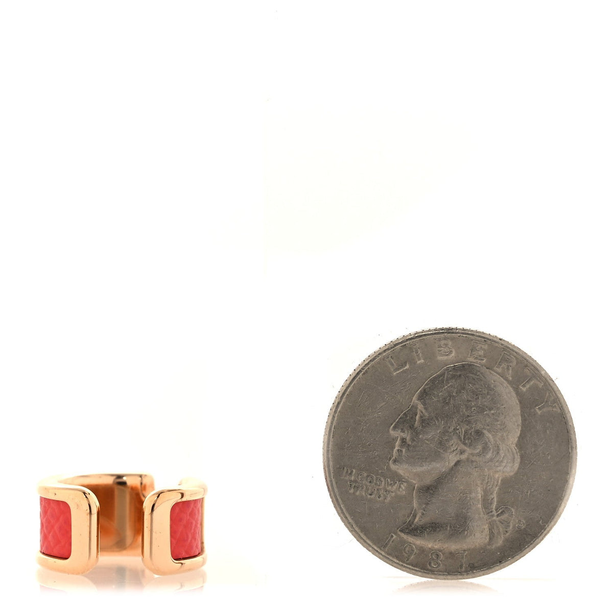 Hermes Epsom Gold Plated PM Olympe Ear Cuff Orange