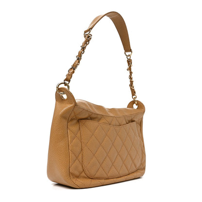 Chanel Caviar Quilted Timeless CC Shoulder Bag Beige