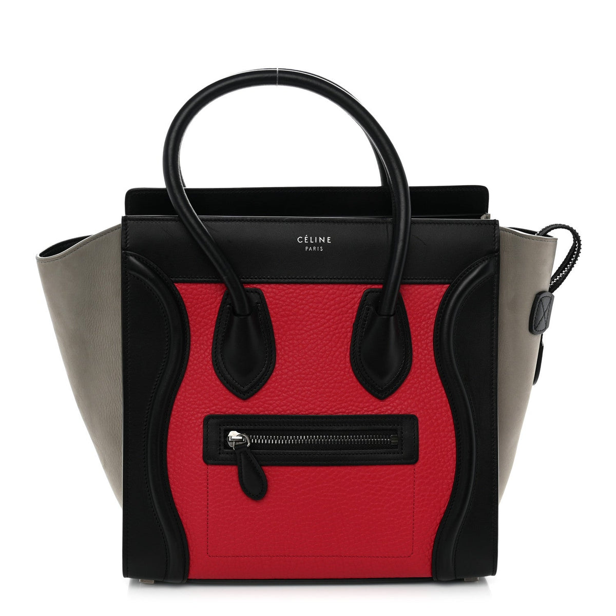Celine Calfskin Bullhide Micro Luggage Tri-Color Bright Red