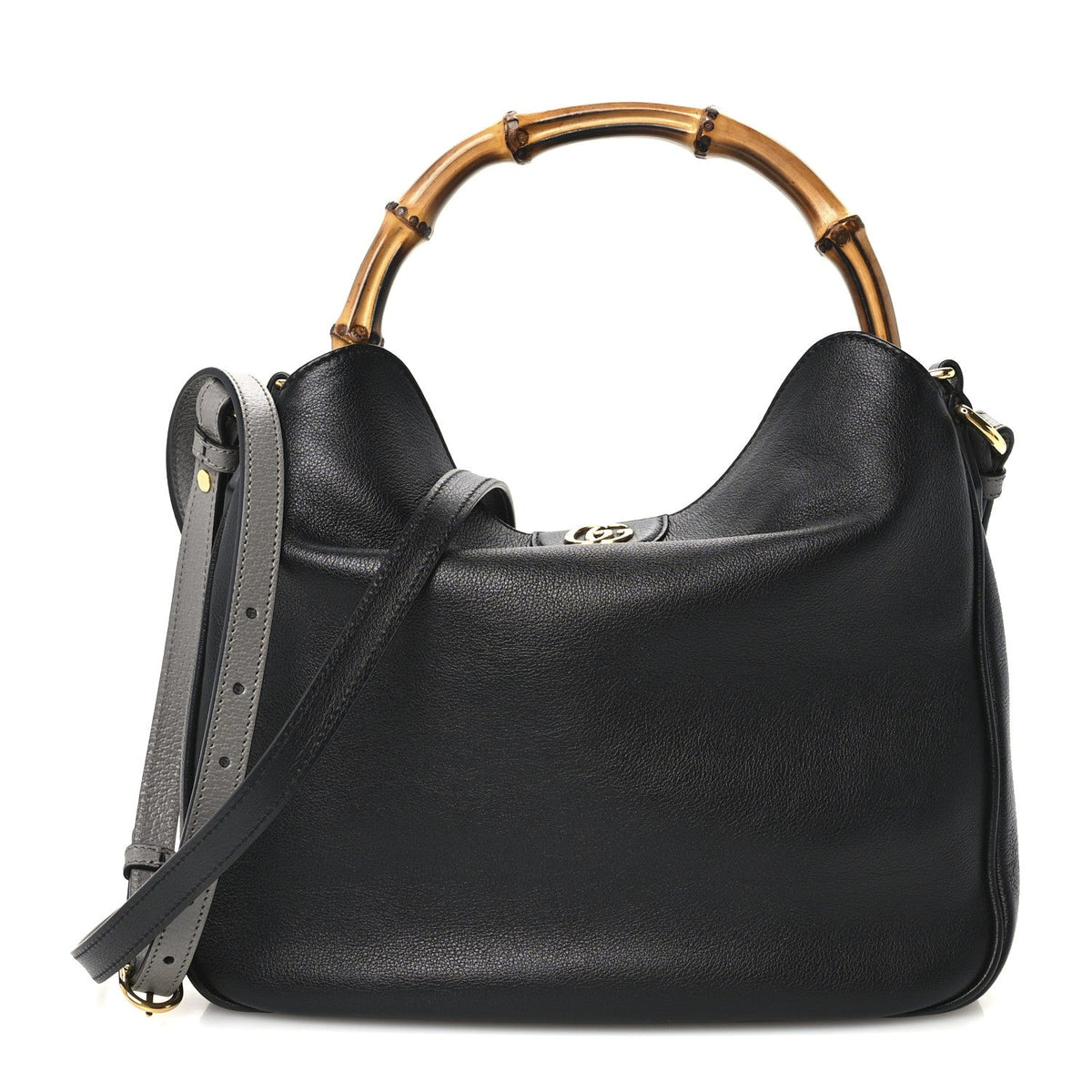 Gucci Softy Wonka Textured Dollar Calfskin Medium Diana Shoulder Bag Black