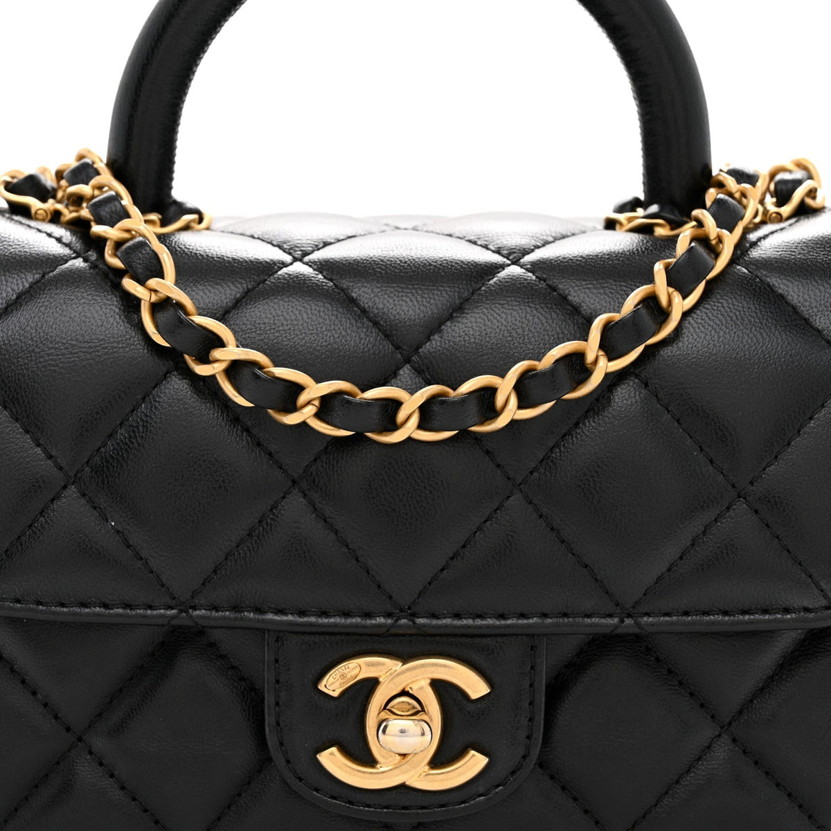 Chanel Lambskin Quilted Baywatch Top Handle Flap Black