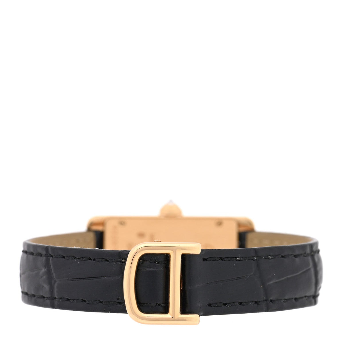 Cartier 18K Yellow Gold Diamond 19mm Tank Americaine Watch Black