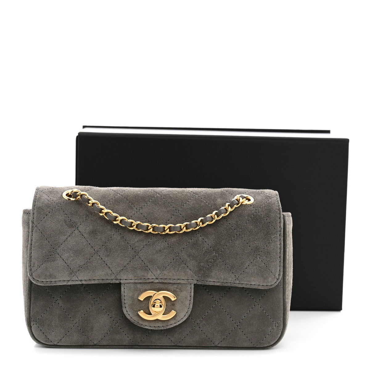 Chanel Suede Calfskin Mini Souplissimo Flap Dark Grey