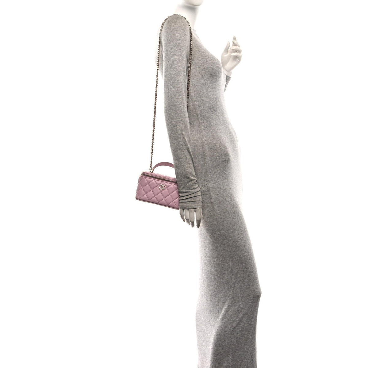 Chanel Lambskin Quilted Small Top Handle Vanity Case Light Pink 1985279