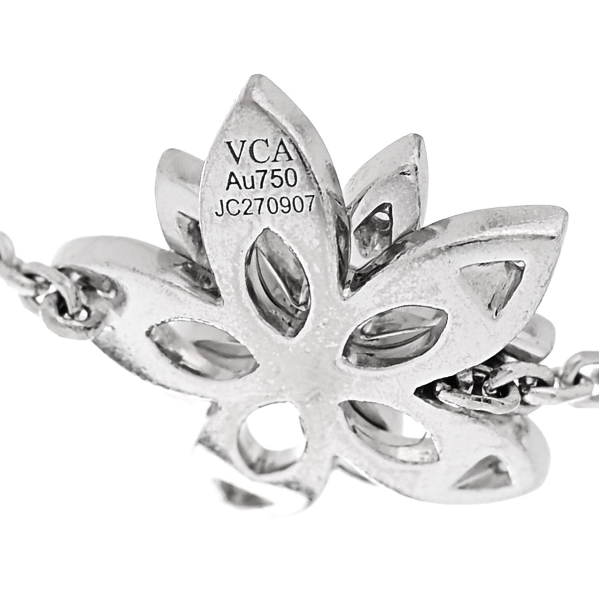 Van Cleef & Arpels 18K White Gold Diamond Mini Lotus Openwork Bracelet