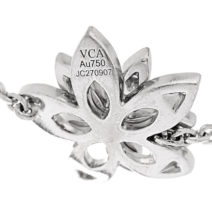Van Cleef & Arpels 18K White Gold Diamond Mini Lotus Openwork Bracelet
